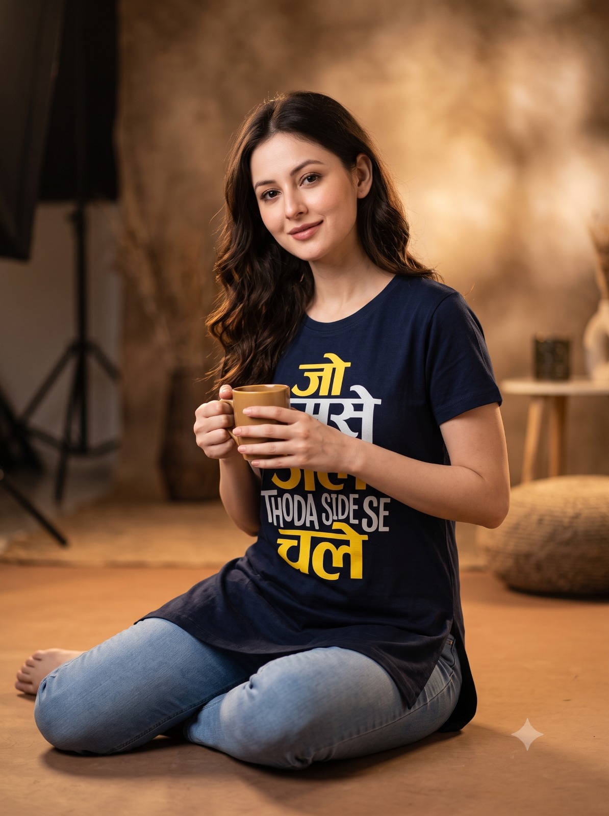 Navy Blue Long Tshirt With Pocket
