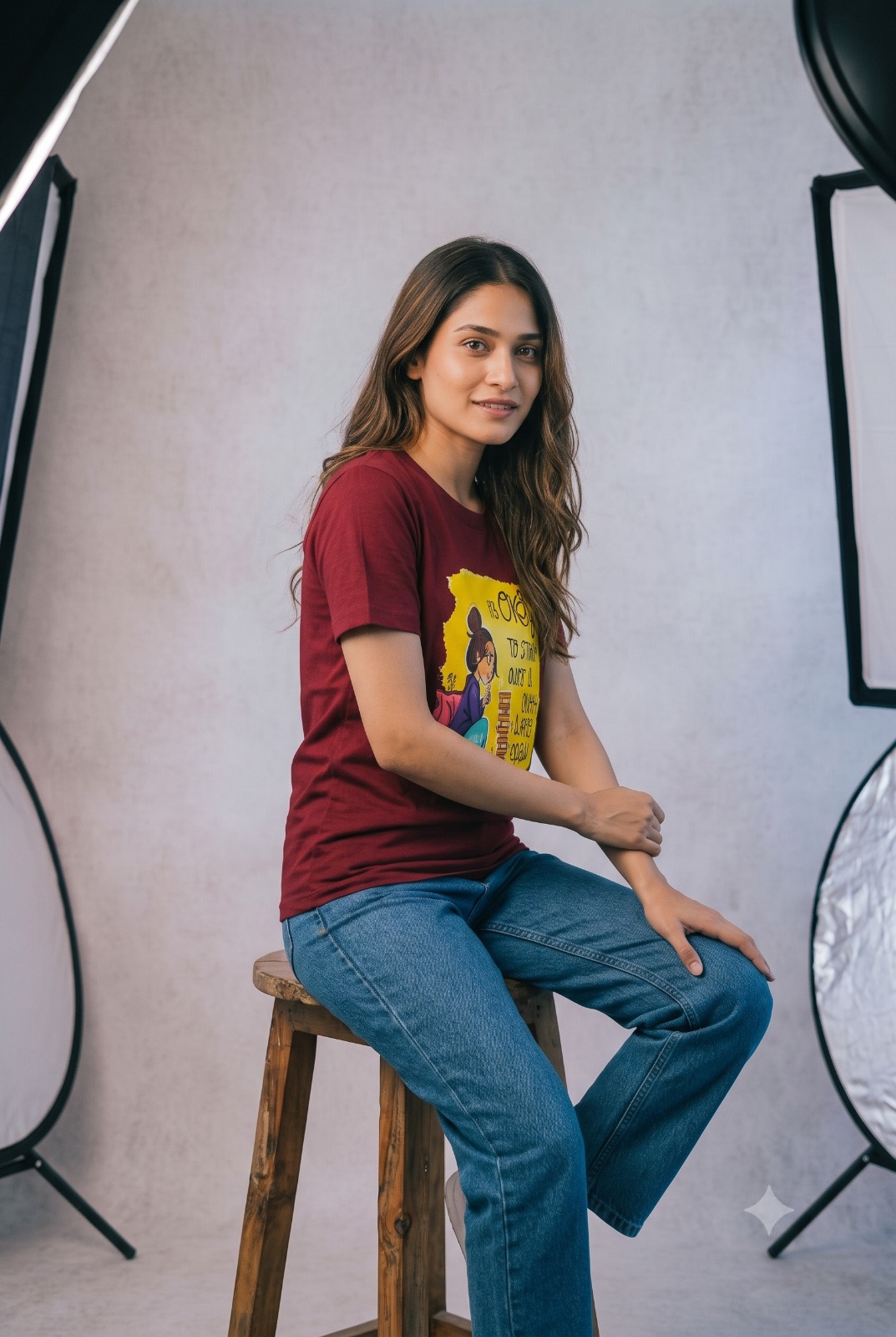 Maroon Printed Tshirt