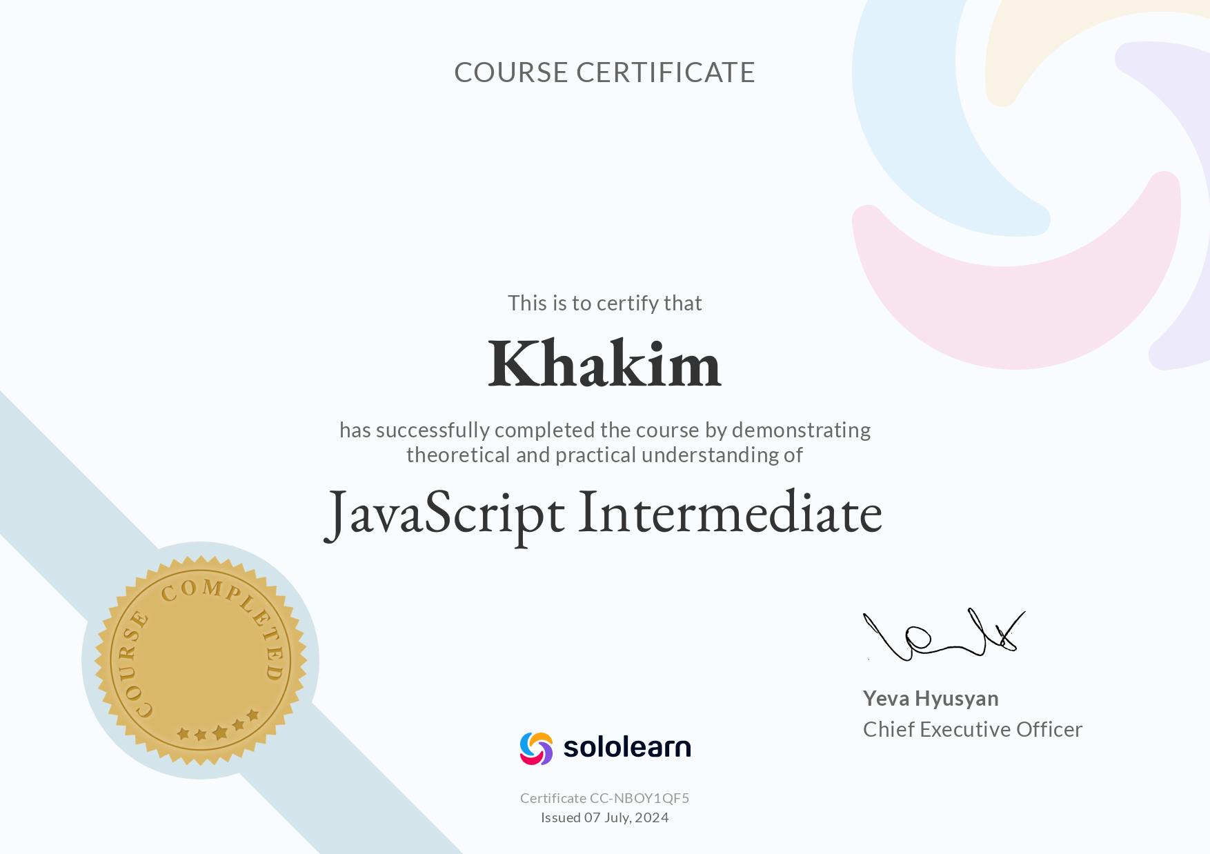 JavaScript Intermediate - Sololearn