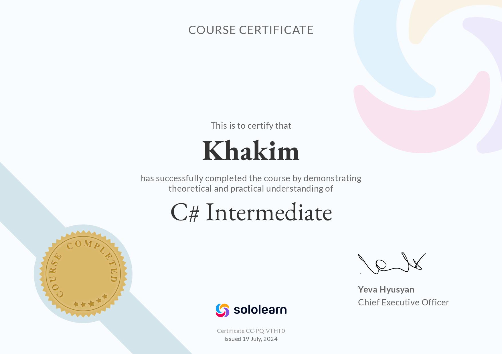 C# Intermediate - Sololearn