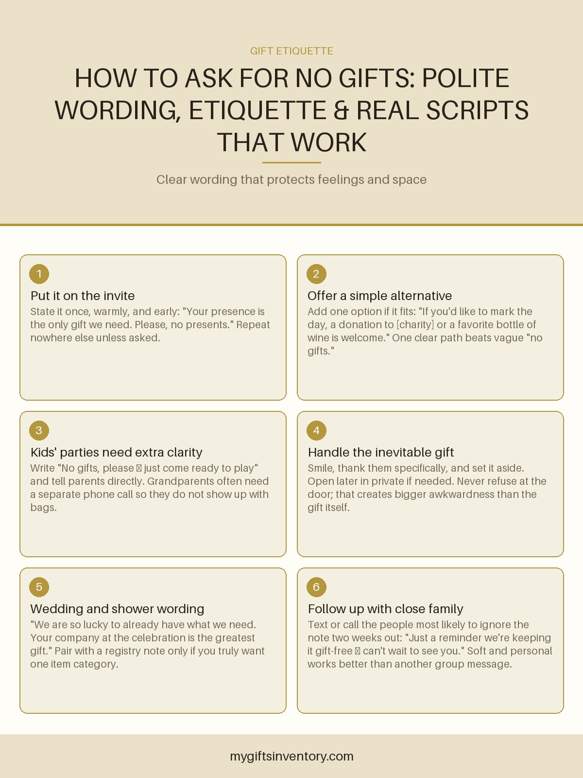 How to Ask for No Gifts: Polite Wording, Etiquette & Real Scripts That Work