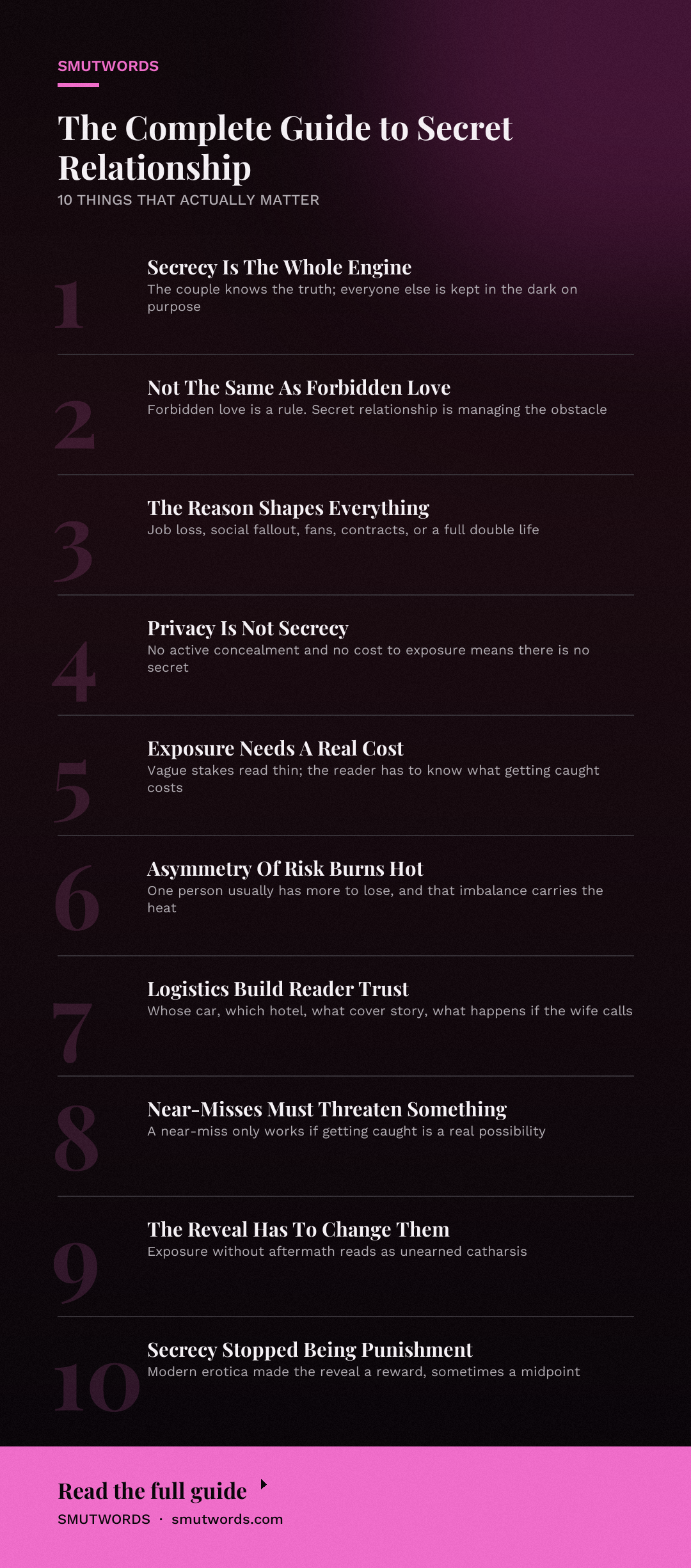 The Complete Guide to Secret Relationship: key takeaways