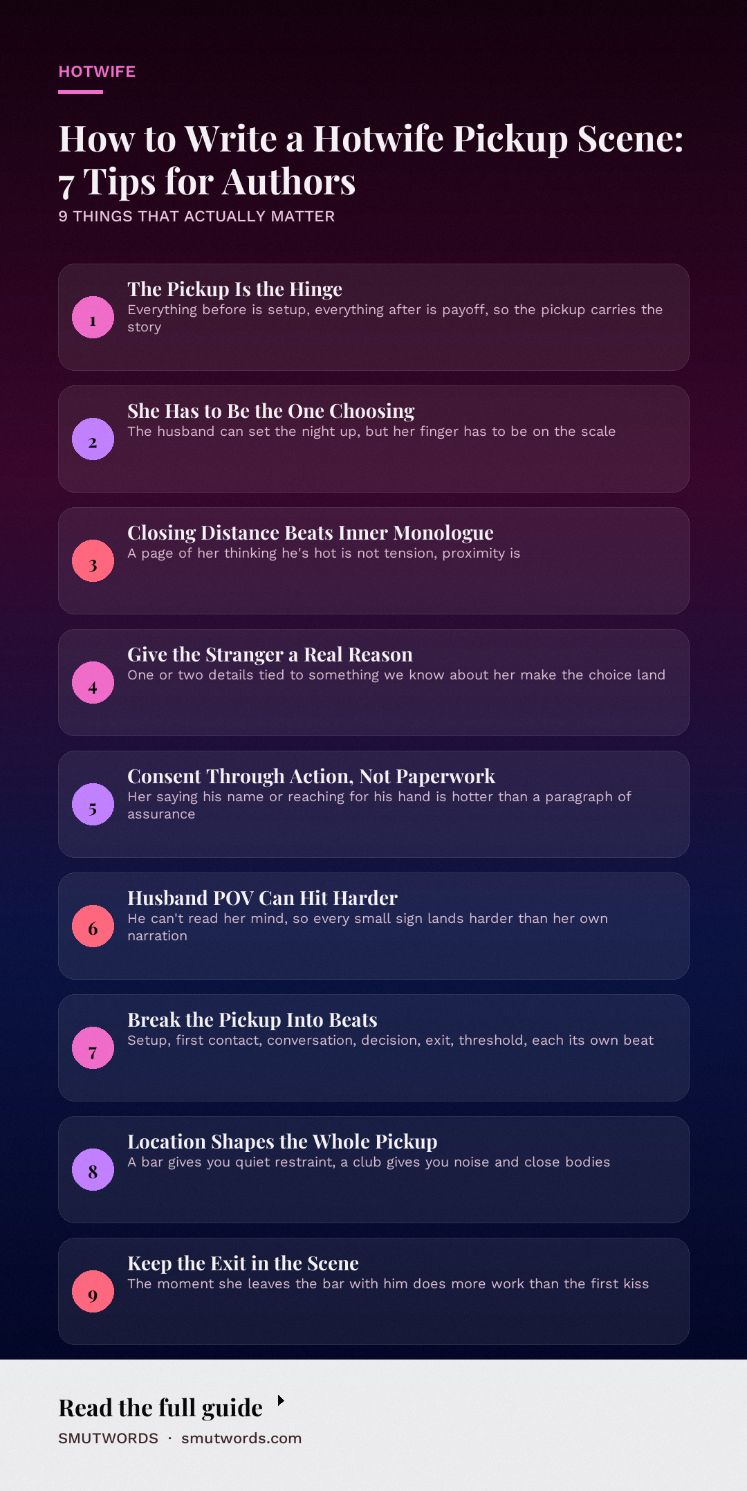 How to Write a Hotwife Pickup Scene: 7 Tips for Authors: key takeaways