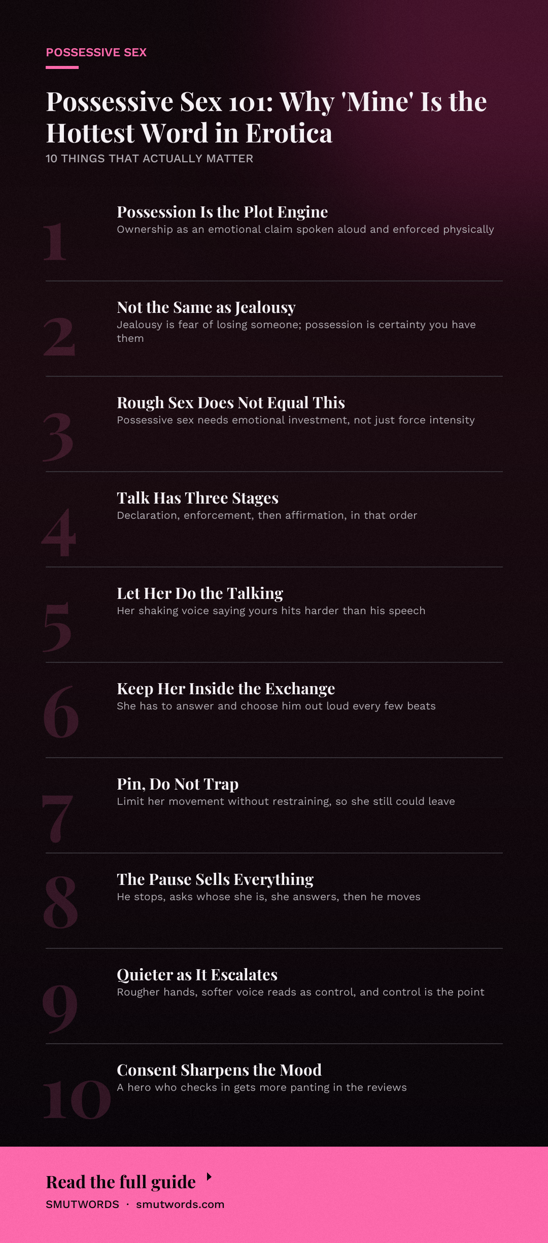 Possessive Sex 101: Why 'Mine' Is the Hottest Word in Erotica: key takeaways