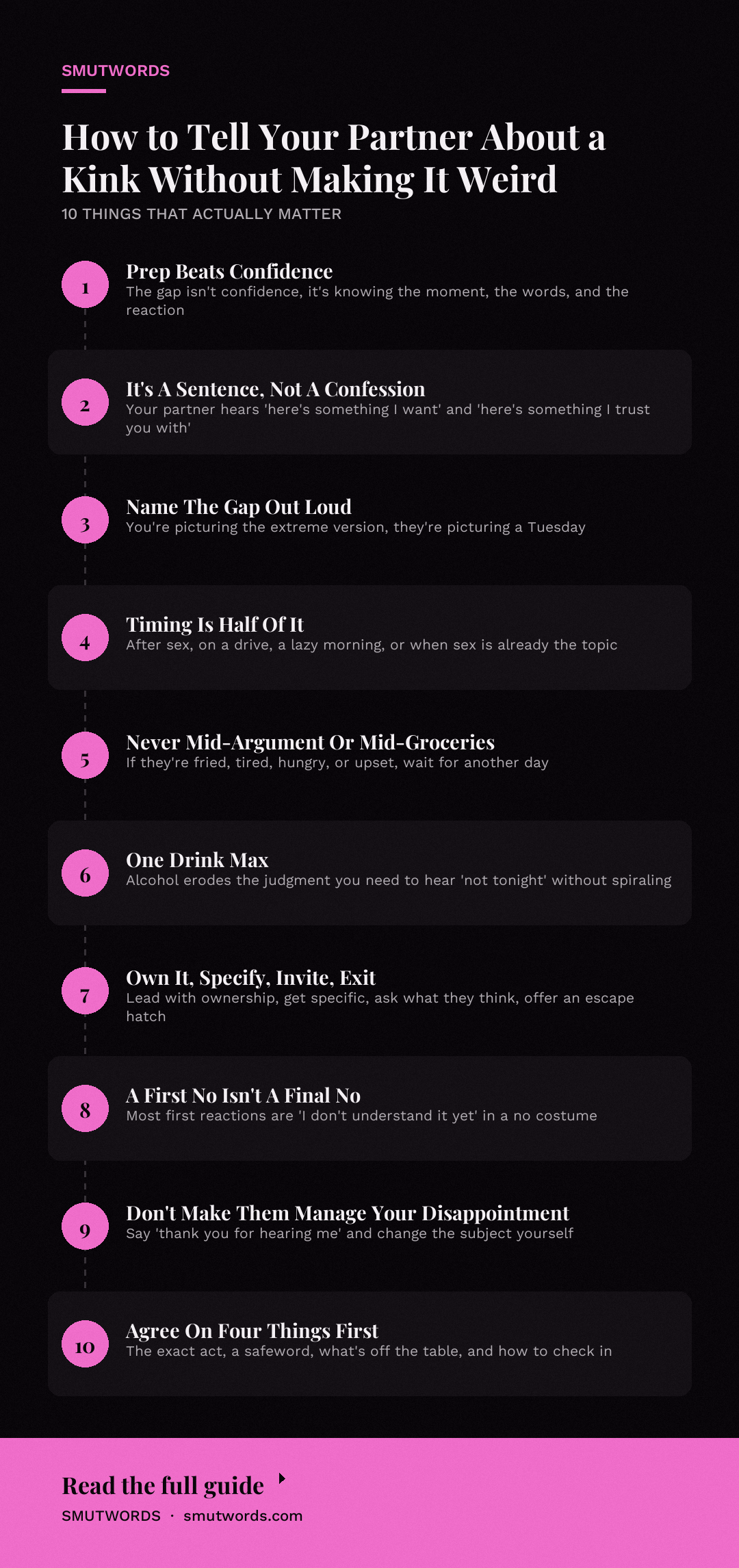 How to Tell Your Partner About a Kink Without Making It Weird: key takeaways