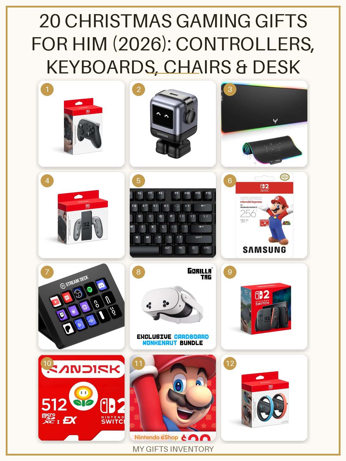 20 Christmas Gaming Gifts for Him (2026): Controllers, Keyboards, Chairs & Desk Gear He'll Actually Use