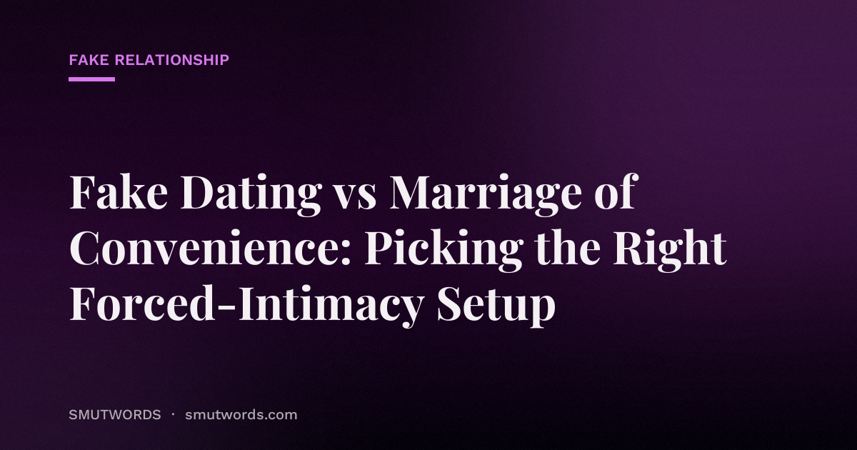 Fake Dating vs Marriage of Convenience: Picking the Right Forced-Intimacy Setup