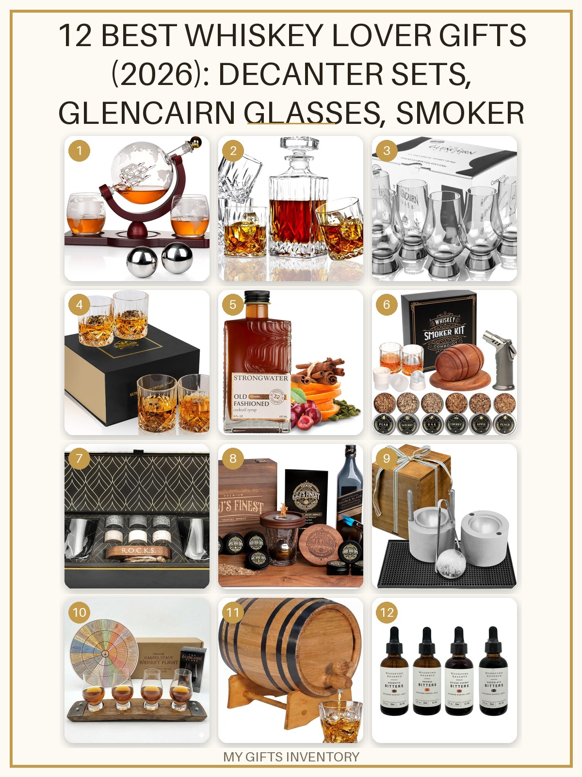 12 Best Whiskey Lover Gifts (2026): Decanter Sets, Glencairn Glasses, Smoker Kits & Bar Gear