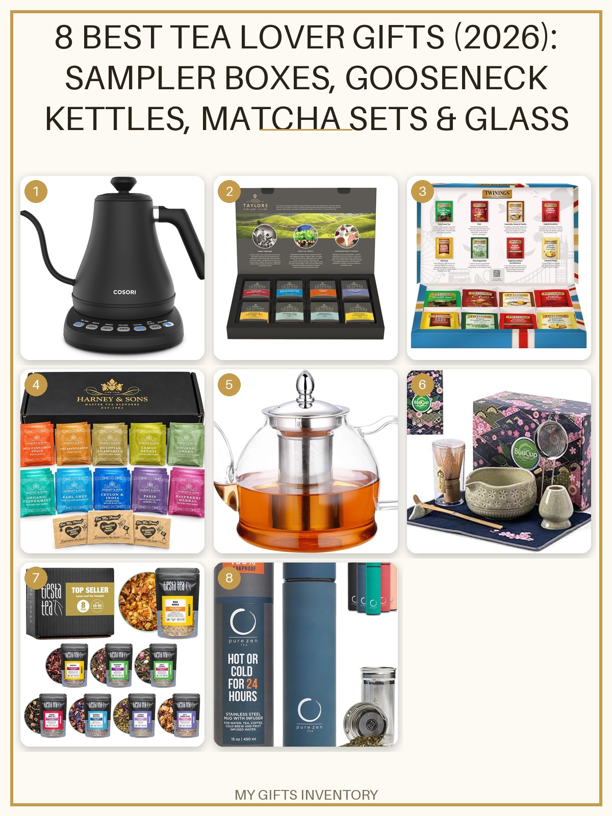 8 Best Tea Lover Gifts (2026): Sampler Boxes, Gooseneck Kettles, Matcha Sets & Glass Teapots