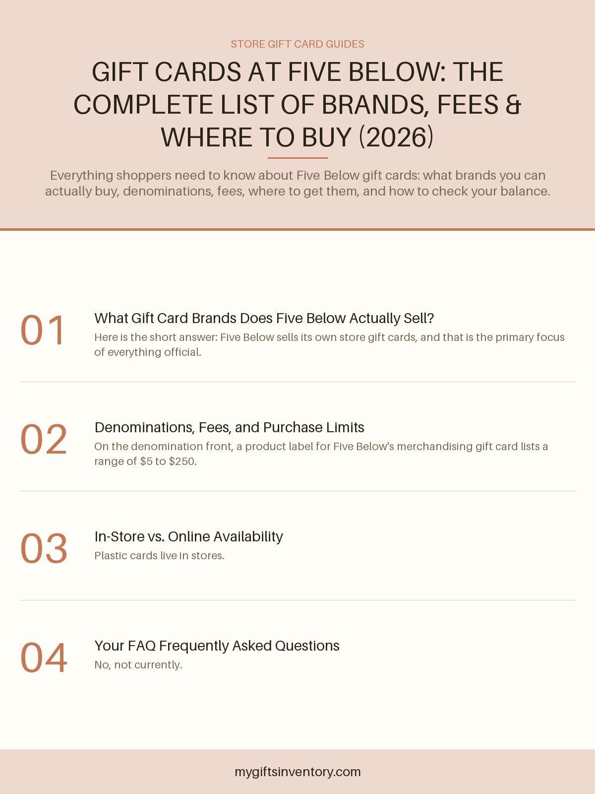 Gift Cards at Five Below: The Complete List of Brands, Fees & Where to Buy (2026)