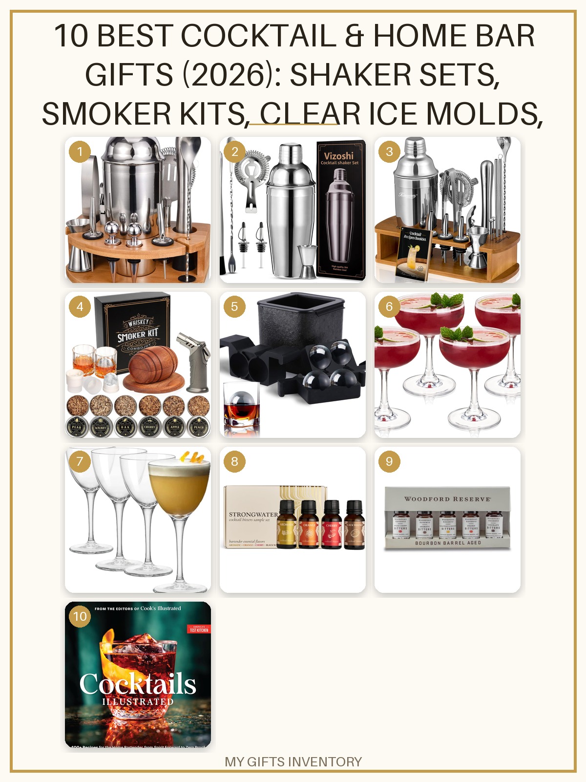 10 Best Cocktail & Home Bar Gifts (2026): Shaker Sets, Smoker Kits, Clear Ice Molds, Glassware, Bitters & Recipe Books
