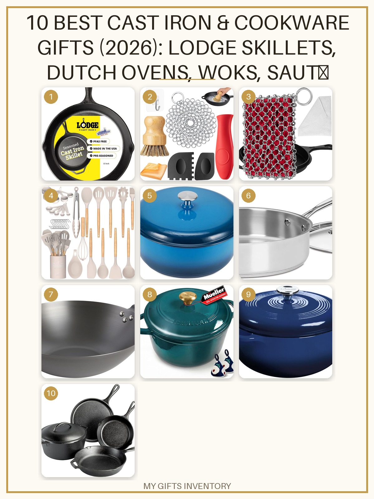 10 Best Cast Iron & Cookware Gifts (2026): Lodge Skillets, Dutch Ovens, Woks, Sauté Pans & Cast Iron Cleaning Kits