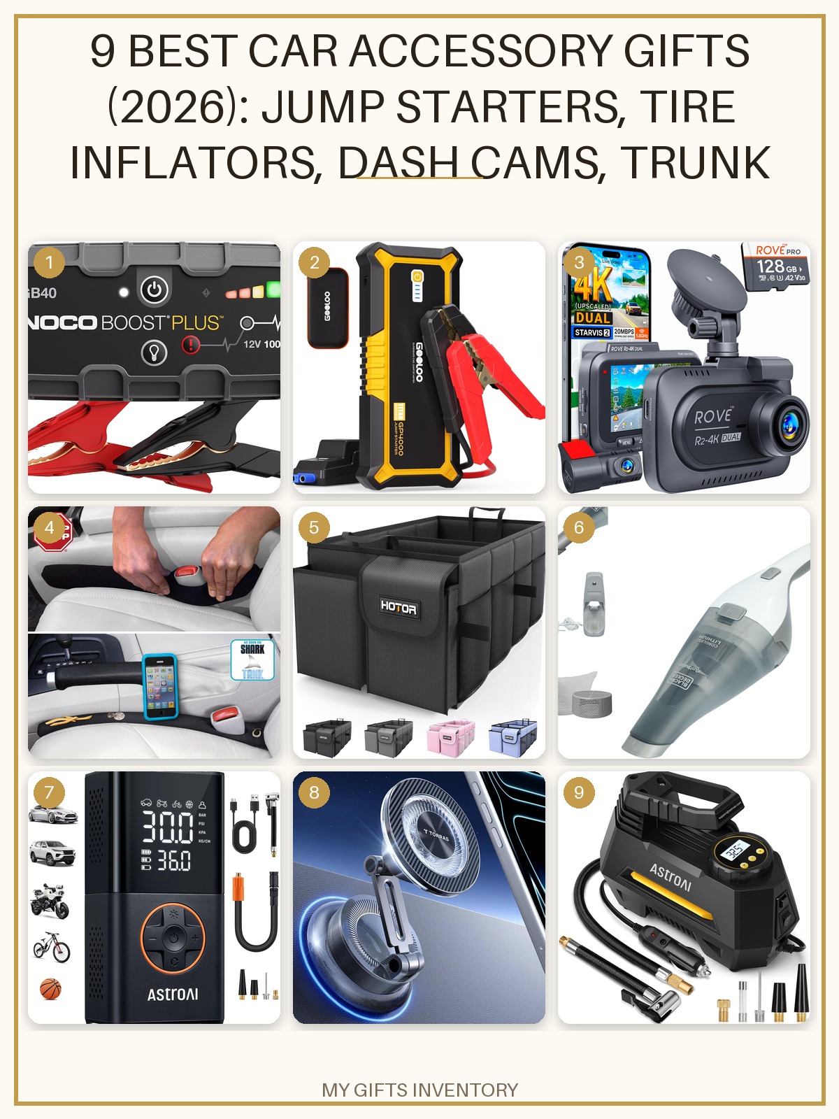 9 Best Car Accessory Gifts (2026): Jump Starters, Tire Inflators, Dash Cams, Trunk Organizers & Car Vacuums