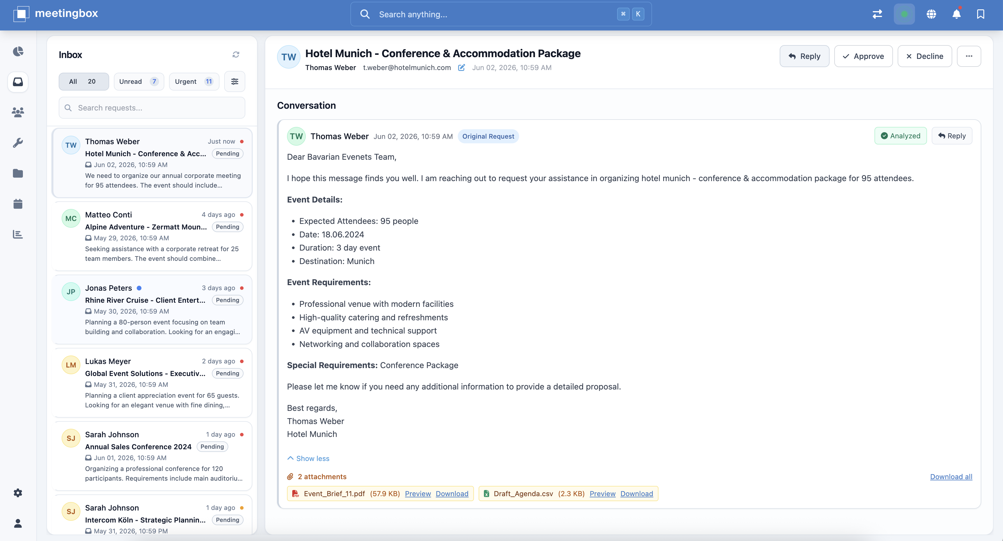Jede Anfrage landet in einer gemeinsamen Inbox
