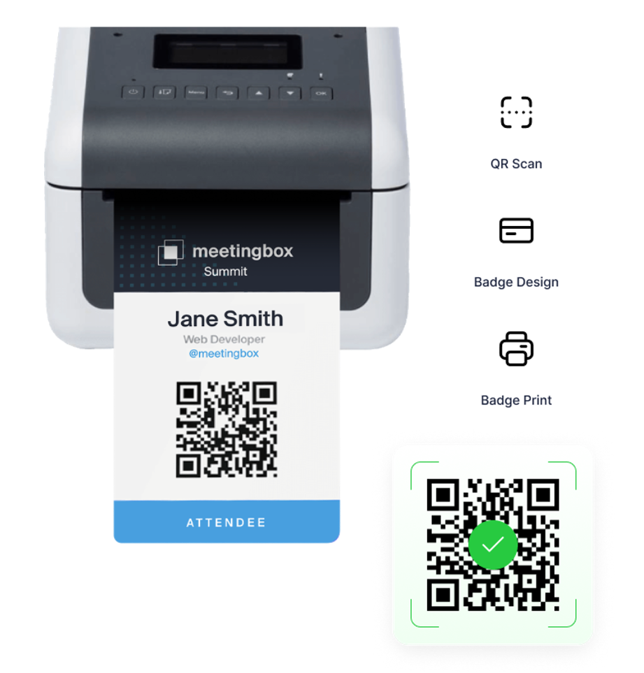 On-site check-in scan screen for Meetingbox events