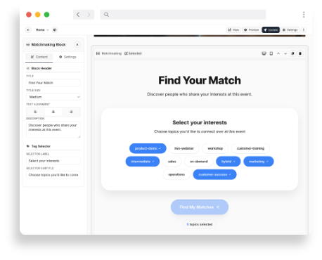 Smart attendee matching for Meetingbox events