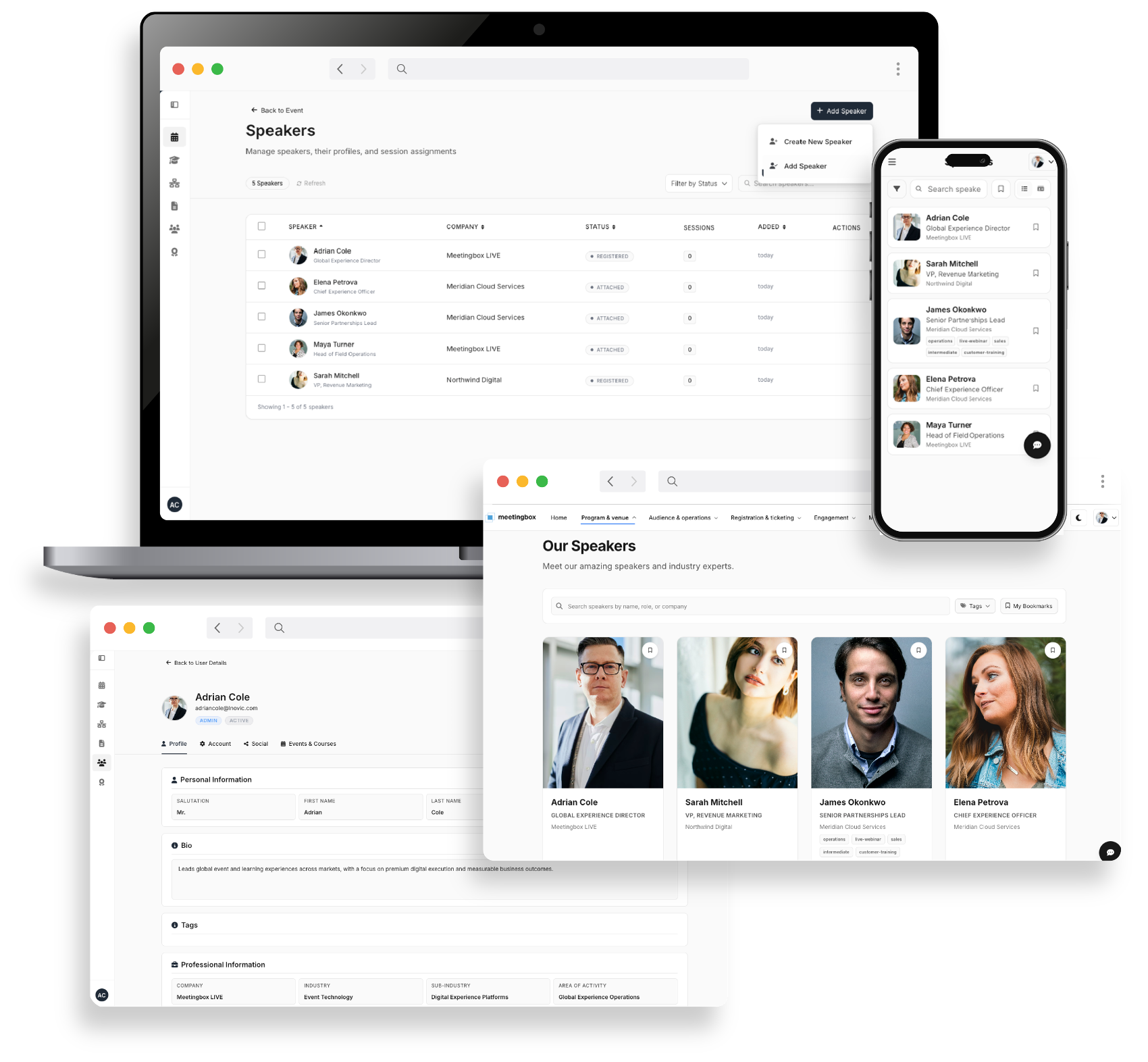Speaker management for Meetingbox events