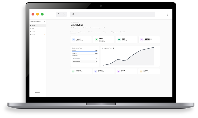 Analytics and reporting hero preview for Meetingbox events