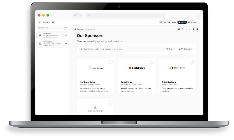 Sponsors and brands hero preview for Meetingbox events