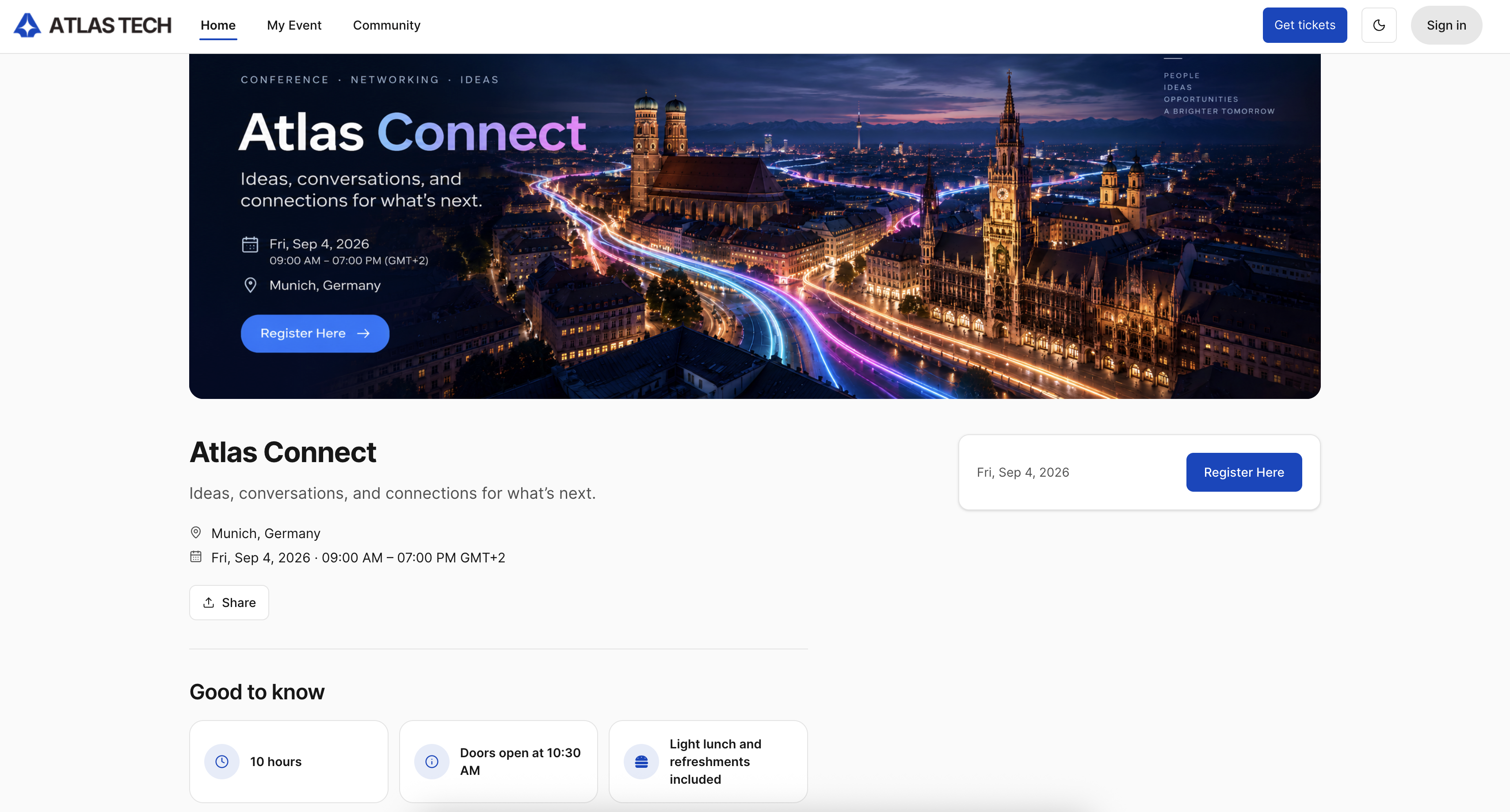 Atlas Connect: Startseite