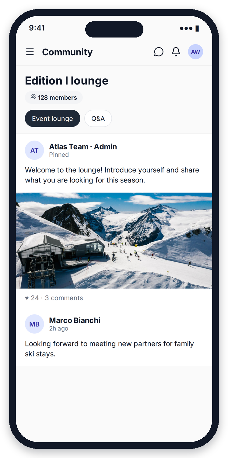 Event-Lounge auf einem Smartphone