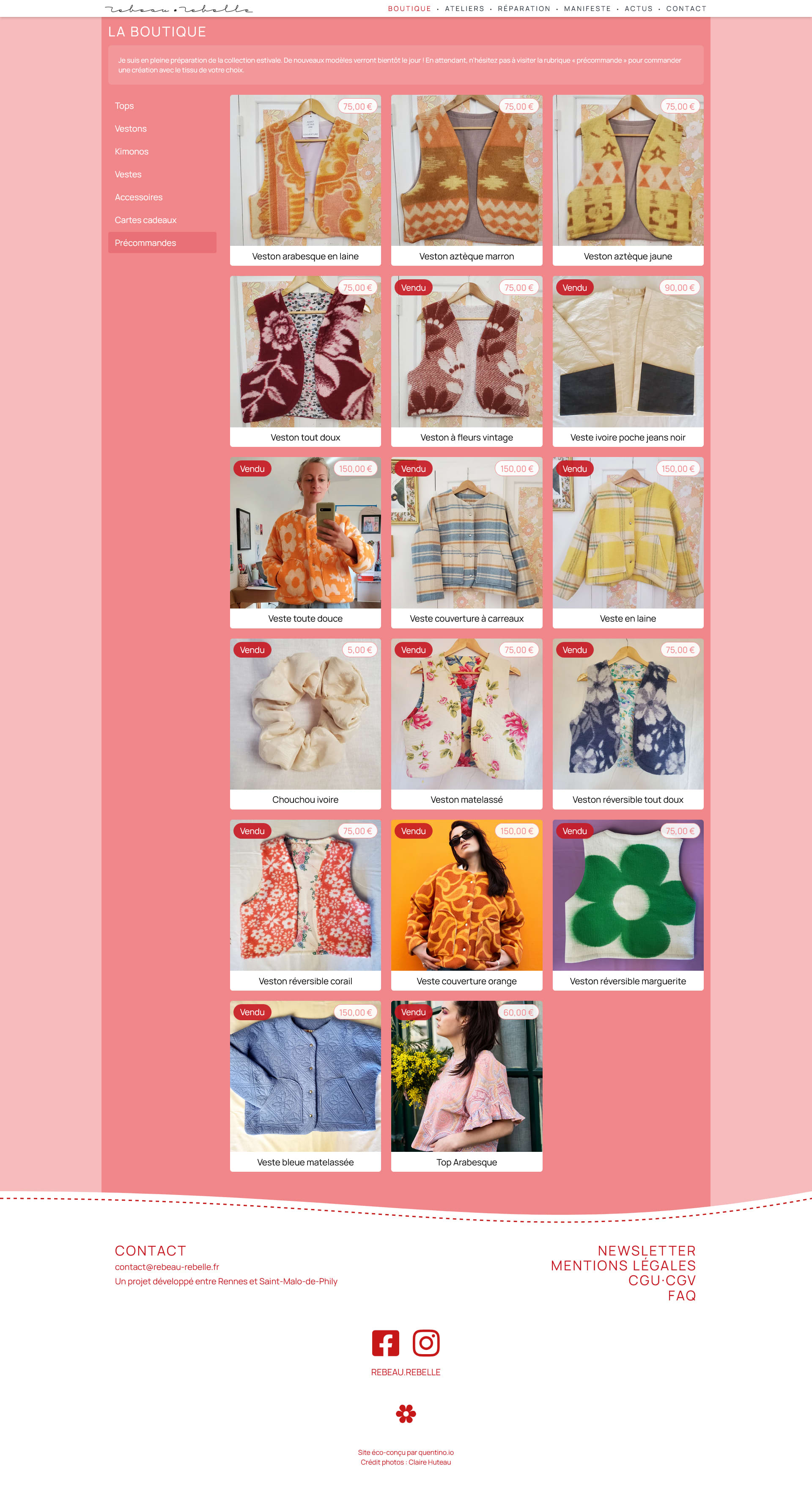 Capture d'écran du site internet Rebeau-rebelle