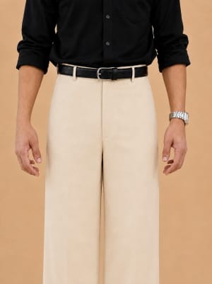 beigewidelegpleatless beige image 4
