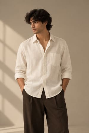 ivory-white-linen-blend-shirt ivory-white image 1