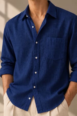 navy-blue-linen-blend-shirt navy image 4