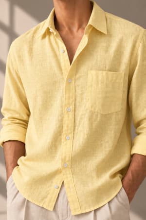 light-yellow-linen-blend-shirt butter-yellow image 4