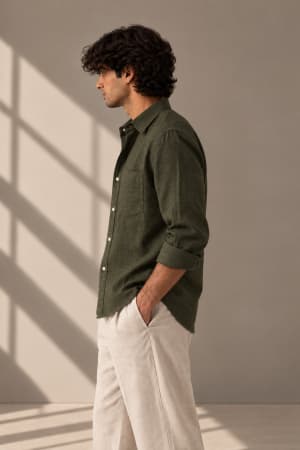 olive-green-linen-blend-shirt olive-green image 2