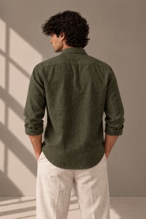olive-green-linen-blend-shirt olive-green image 3