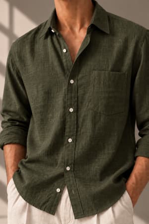olive-green-linen-blend-shirt olive-green image 4