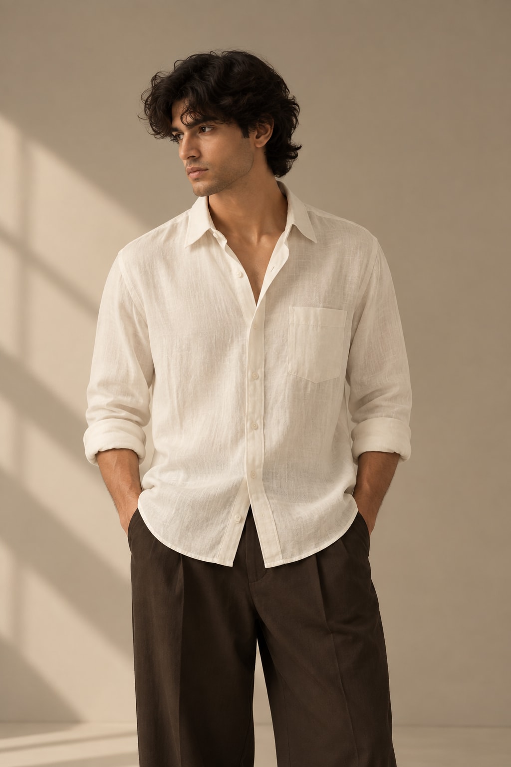 ivory-white-linen-blend-shirt ivory-white image 1