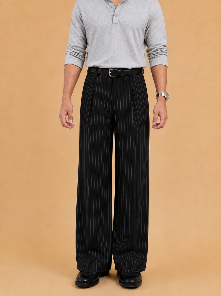 black-pinstripe-wide-leg pinestripe image 1