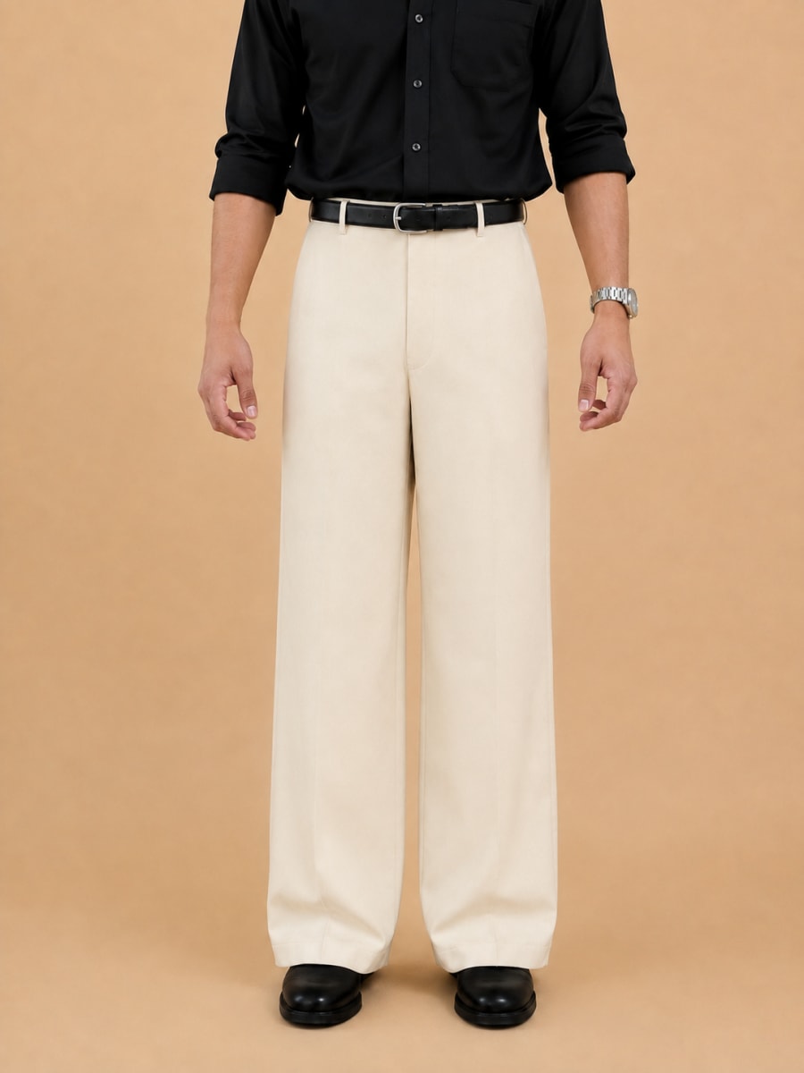 beigewidelegpleatless beige image 1