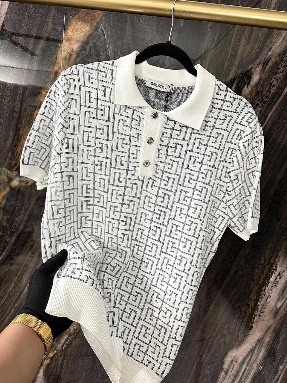 Balmain – Polo White Monogram (Caballero)