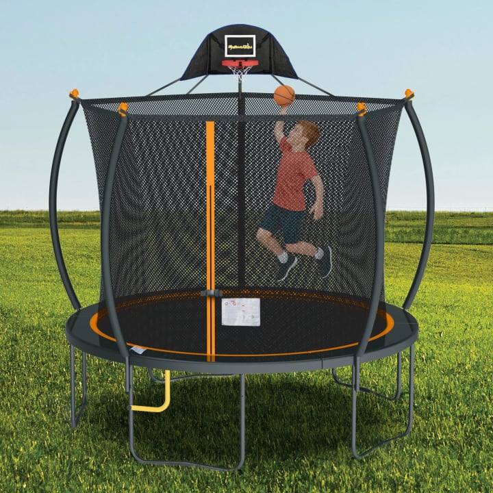 10' STEPJOY Trampoline with Enclosure & Basketball System