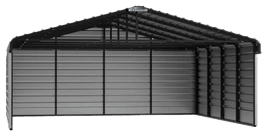20 x 20 x 7 ft Eggshell PasturePort™ Livestock & Agricultural Shelter with Sidewalls and Back Wall