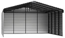 20 x 20 x 9 ft Eggshell PasturePort™ Livestock & Agricultural Shelter with Sidewalls and Back Wall