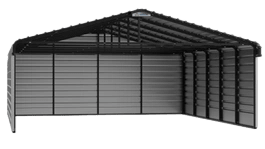 20 x 24 x 7 ft Eggshell PasturePort™ Livestock & Agricultural Shelter with Sidewalls and Back Wall