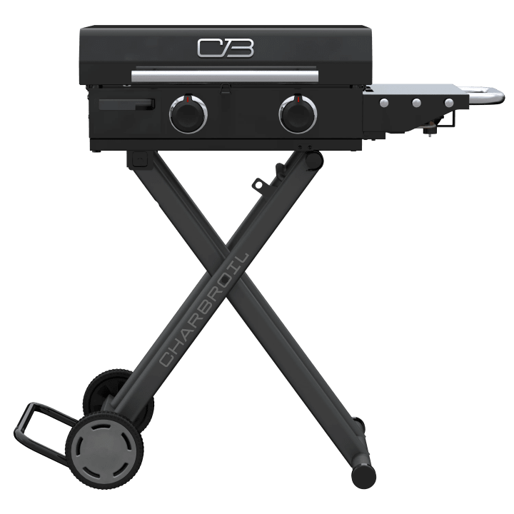 22" Performance Series™ Folding Cart 2 Burner Portable Propane Gas Griddle, Black 463711223
