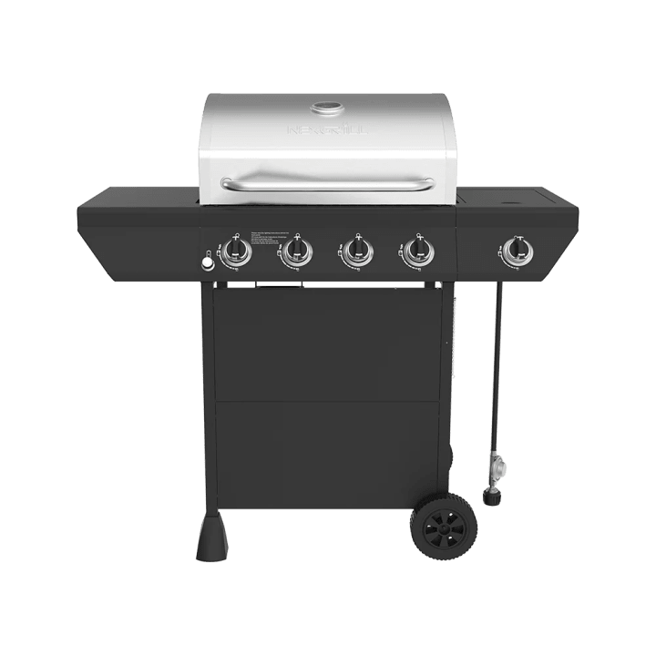 4-Burner Gas Grill in Black with Side Burner