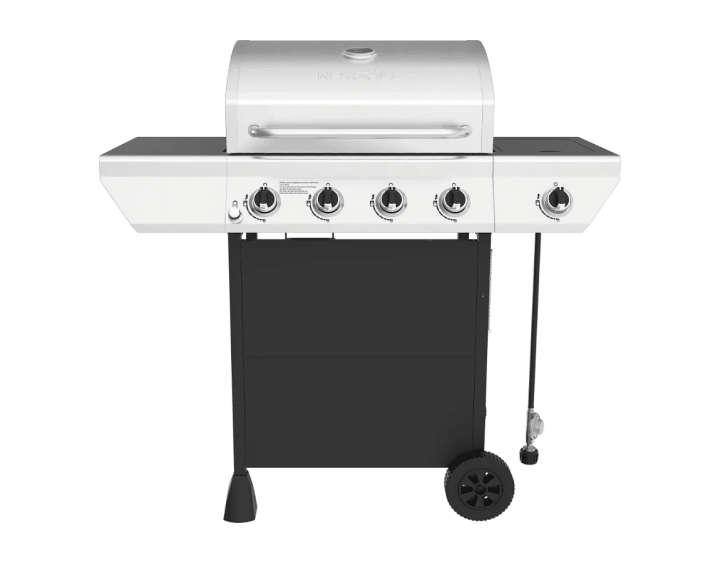 4-Burner Gas Grill in Stainless Steel with Side Burner