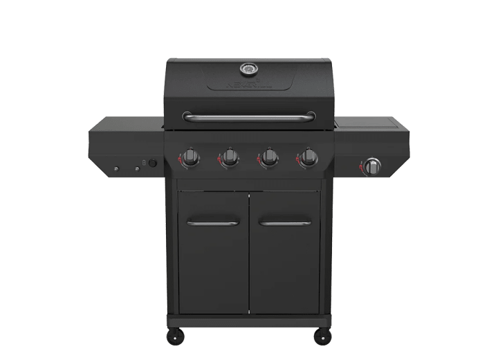 4-Burner Gas Grill with Side Burner in Black