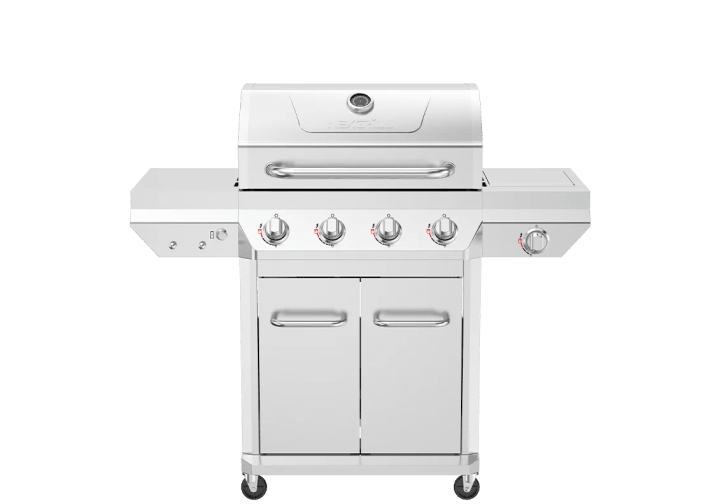 4-Burner Stainless Steel Gas Grill with Side Burner