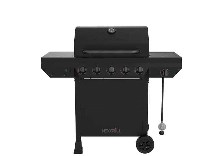 5 Burner Propane Gas Grill with Side Burner in Black