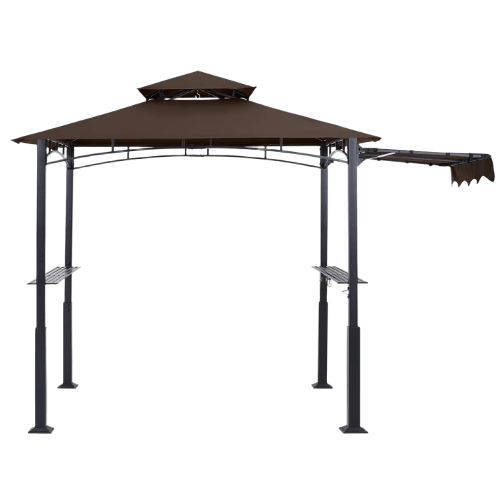 8x5 Outdoor Grill Gazebo with Extra Awning & LED Lights