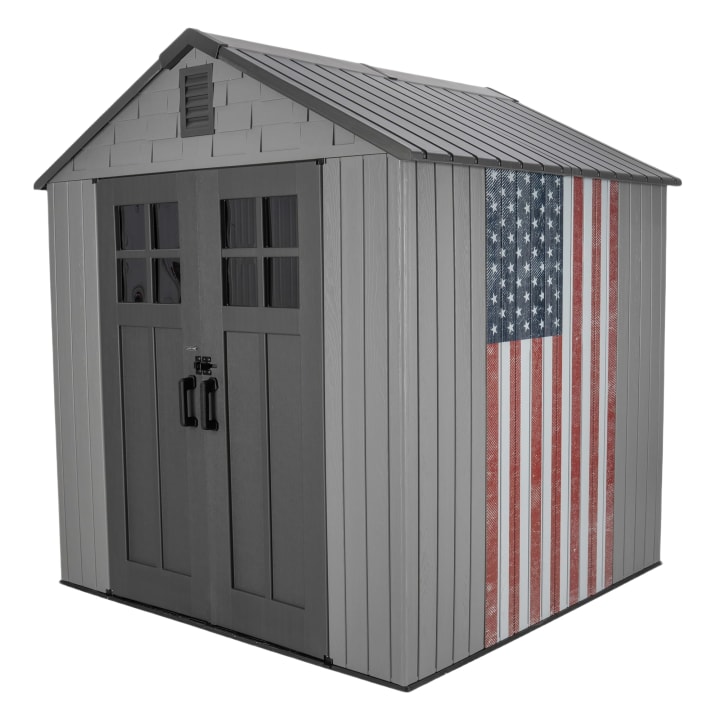 7 x 7 Outdoor Storage Shed with USA Flag Print