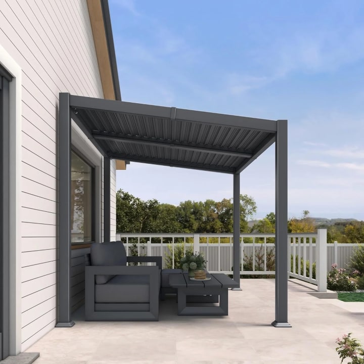 Caesar Hardtop Louvered Pergola Lean to - 8' x 10'